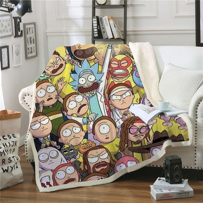 Rick & Morty Many Meeseeks Super Plush Throw Blanket 50” X 60” 