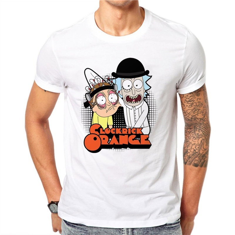 Clock Rick Orange White T-shirt