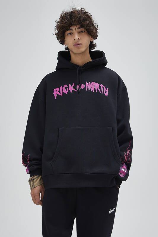 Black Rick & Morty contrast sweatshirt